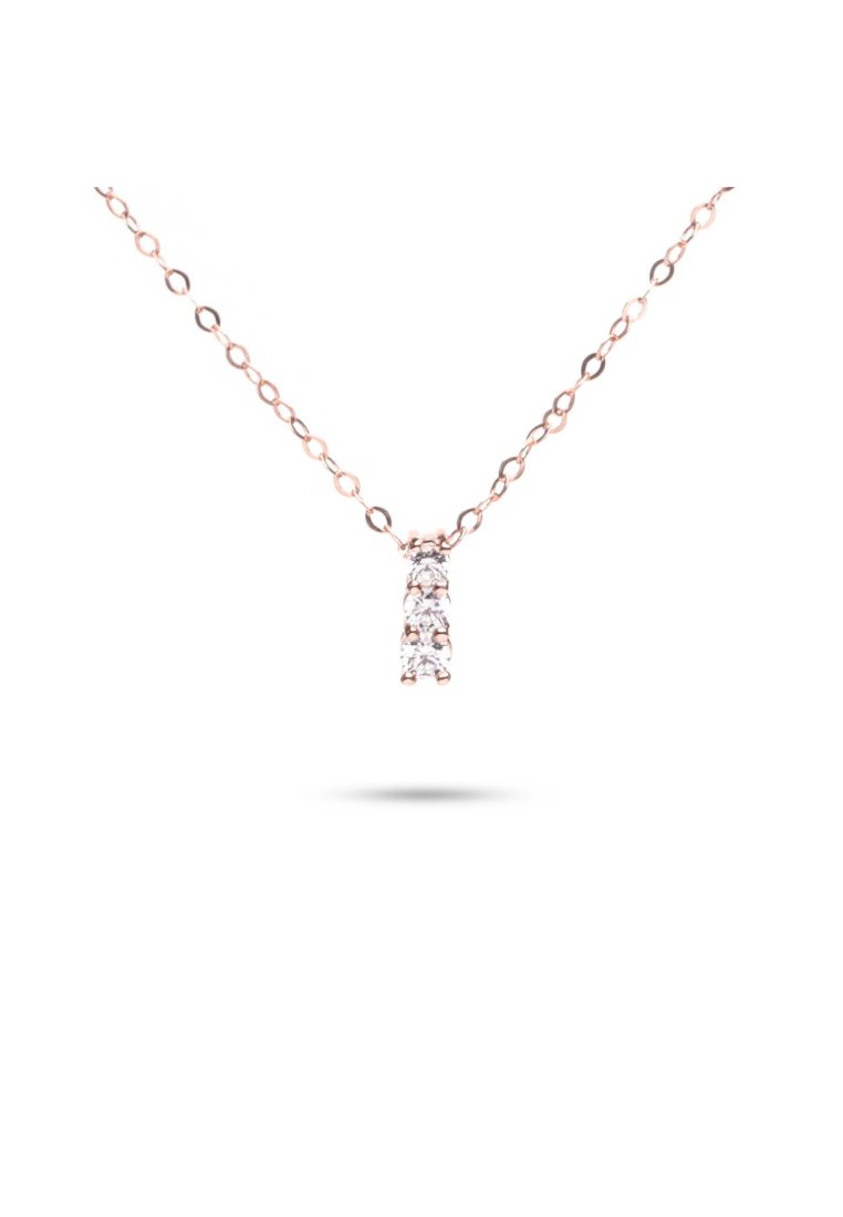 Millenne MILLENNE Made For The Night Triple Diamond Cubic Zirconia Rose Gold Necklace with 925 Sterling Silver