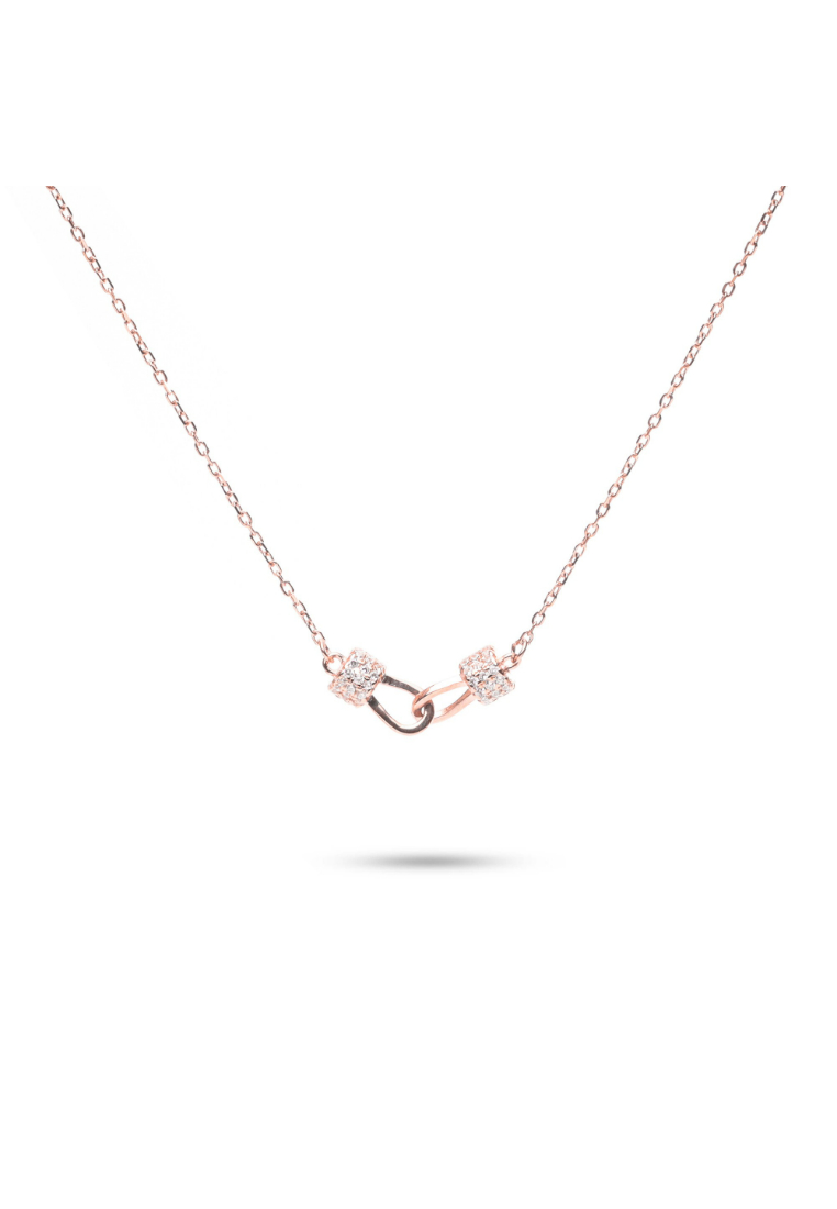 Millenne MILLENNE Millennia 2000 Diamond Forever Linked Cubic Zirconia Rose Gold Necklace with 925 Sterling Silver