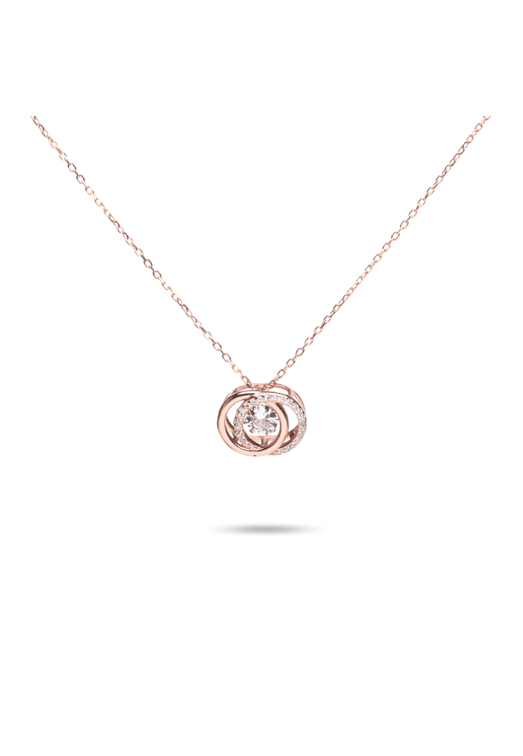 Millenne MILLENNE Made For The Night Circle Loop Studded Cubic Zirconia Rose Gold Necklace with 925 Sterling Silver