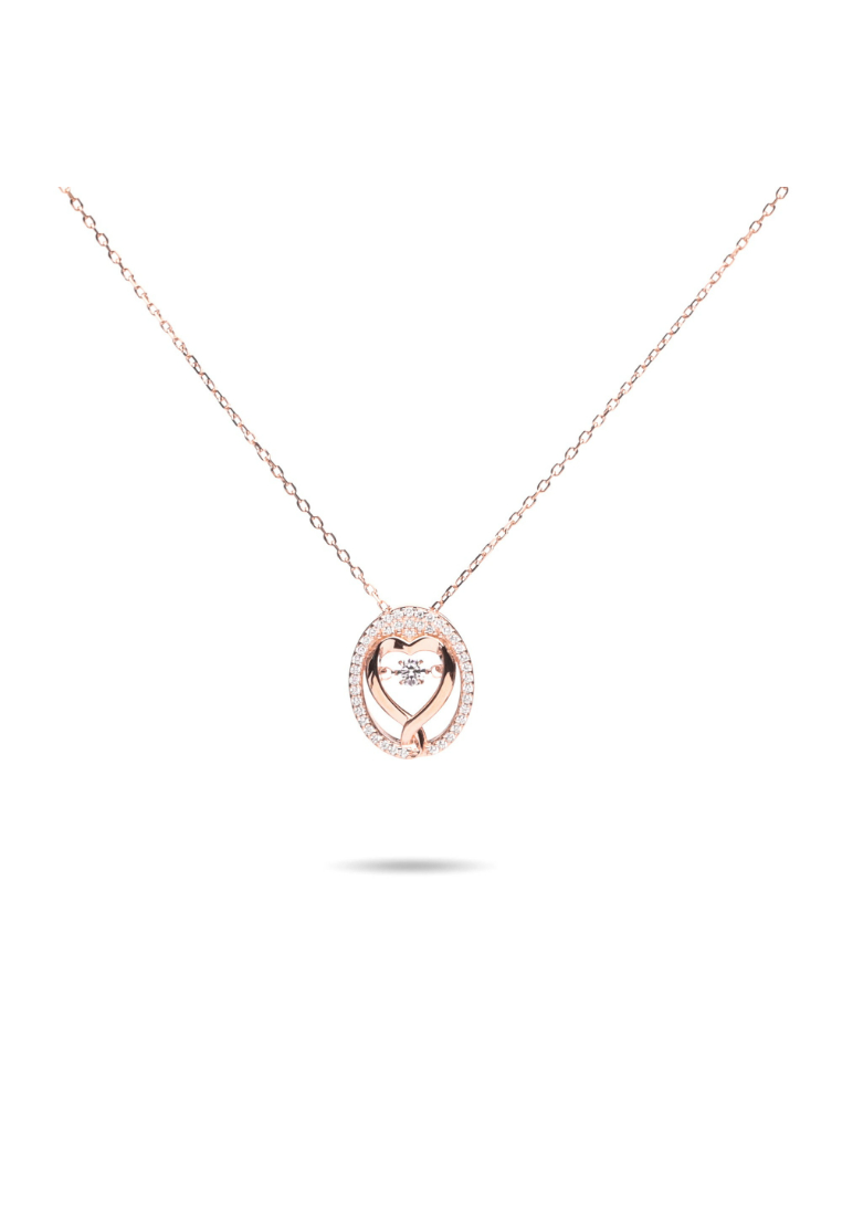 Millenne MILLENNE Made For The Night Heart Loop Studded Cubic Zirconia Rose Gold Necklace with 925 Sterling Silver