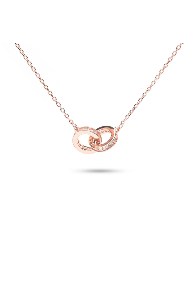 Millenne MILLENNE Millennia 2000 Forever Studded Cubic Zirconia Rose Gold Necklace with 925 Sterling Silver