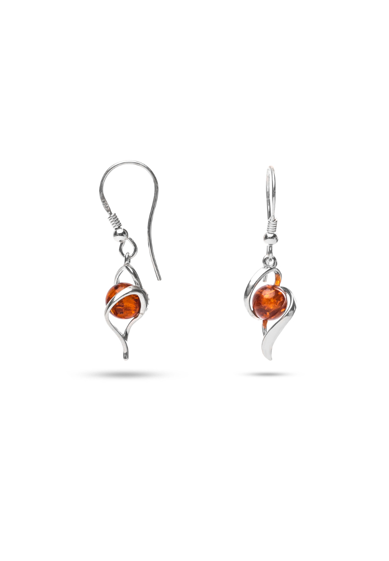 Millenne MILLENNE Multifaceted Baltic Amber Shell Encapsuled Silver Hook Earrings with 925 Sterling Silver