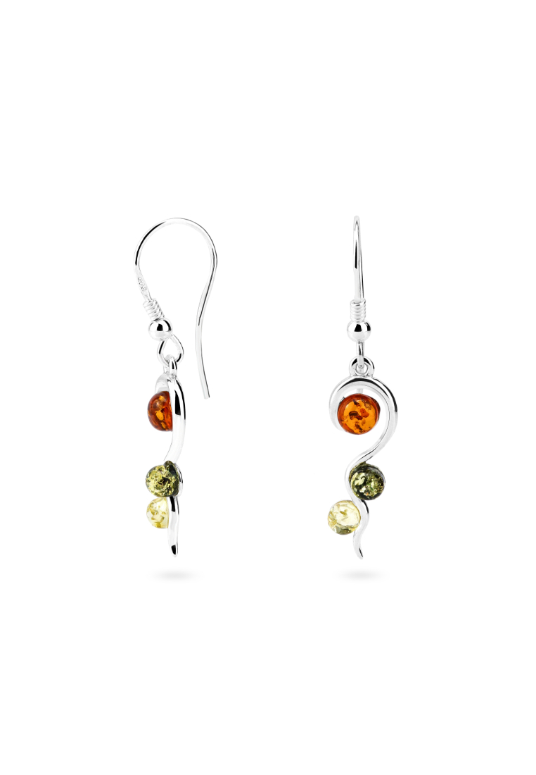 Millenne MILLENNE Multifaceted Baltic Amber Tristone Silver Earrings with 925 Sterling Silver