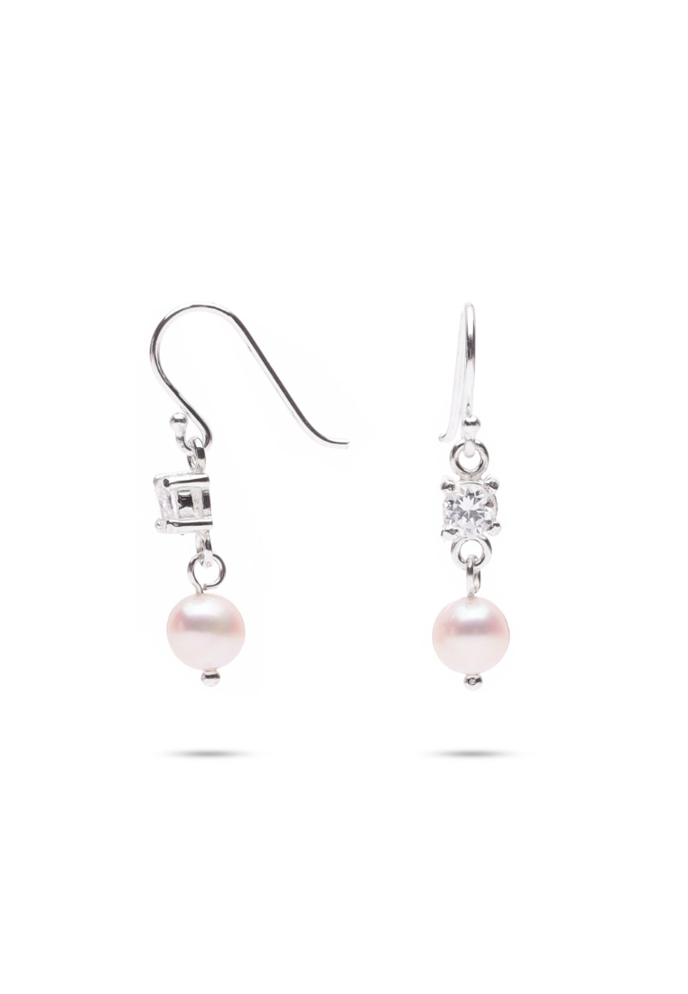 Millenne MILLENNE Made For The Night Freshwater Pearls and Studded Cubic Zirconia Silver Dangle Earrings with 925 Sterling Silver