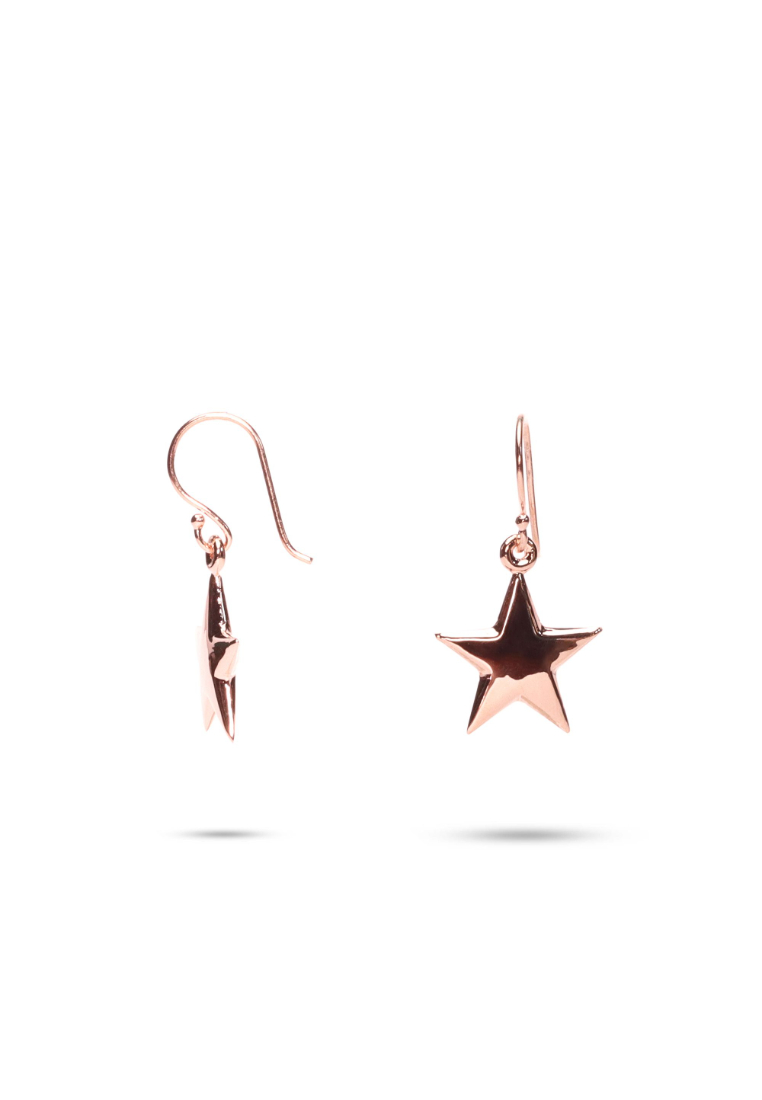 Millenne MILLENNE Match The Stars Twinkling Star Dangle Rose Gold Hook Earrings with 925 Sterling Silver