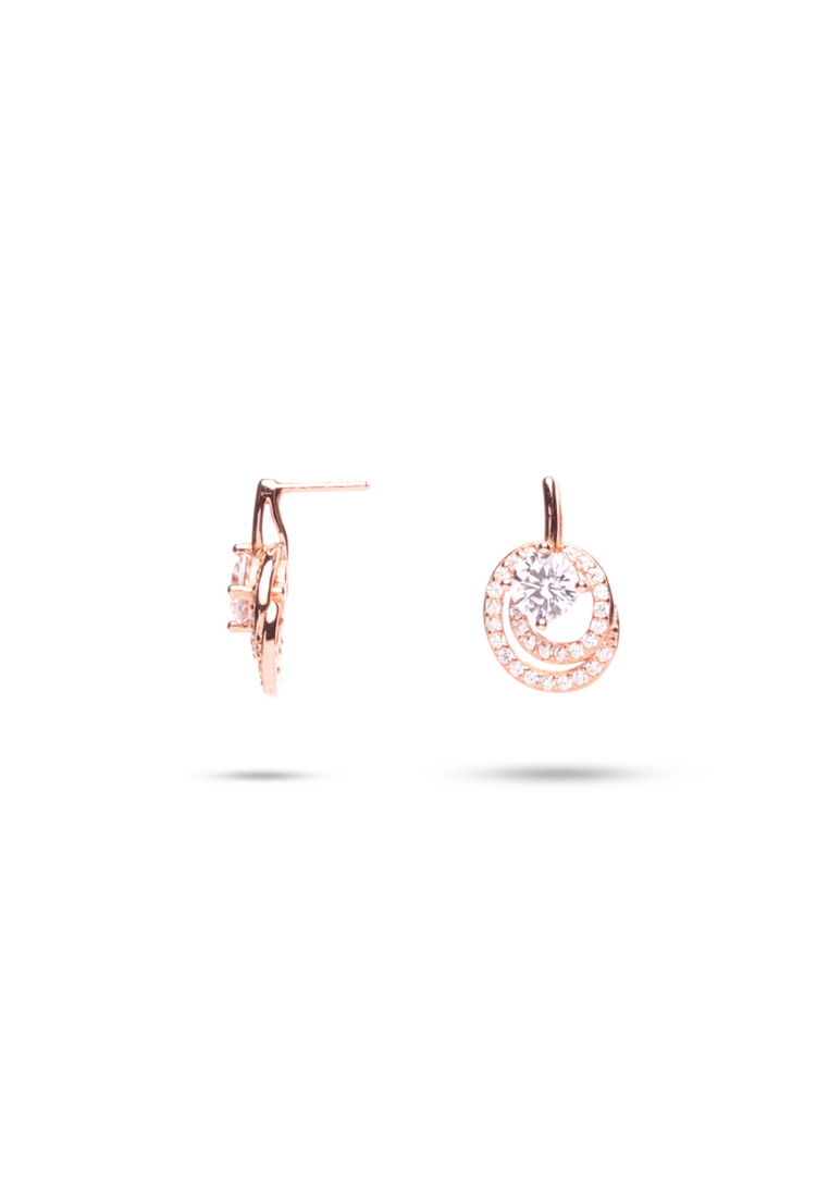 Millenne MILLENNE Made For The Night Swirl with Stones Cubic Zirconia Rose Gold Stud Earrings with 925 Sterling Silver