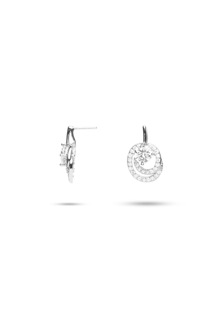 Millenne MILLENNE Made For The Night Swirl with Stones Cubic Zirconia White Gold Stud Earrings with 925 Sterling Silver