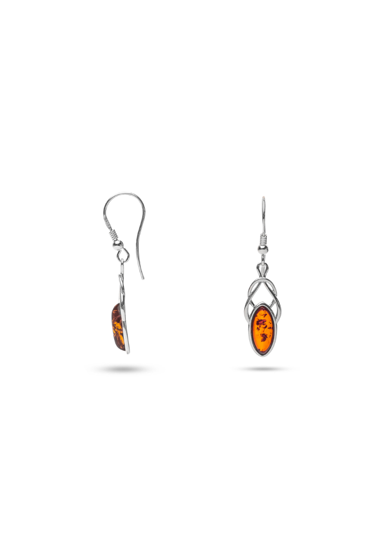 Millenne MILLENNE Multifaceted Baltic Amber Delicate Bead Silver Hook Earrings with 925 Sterling Silver