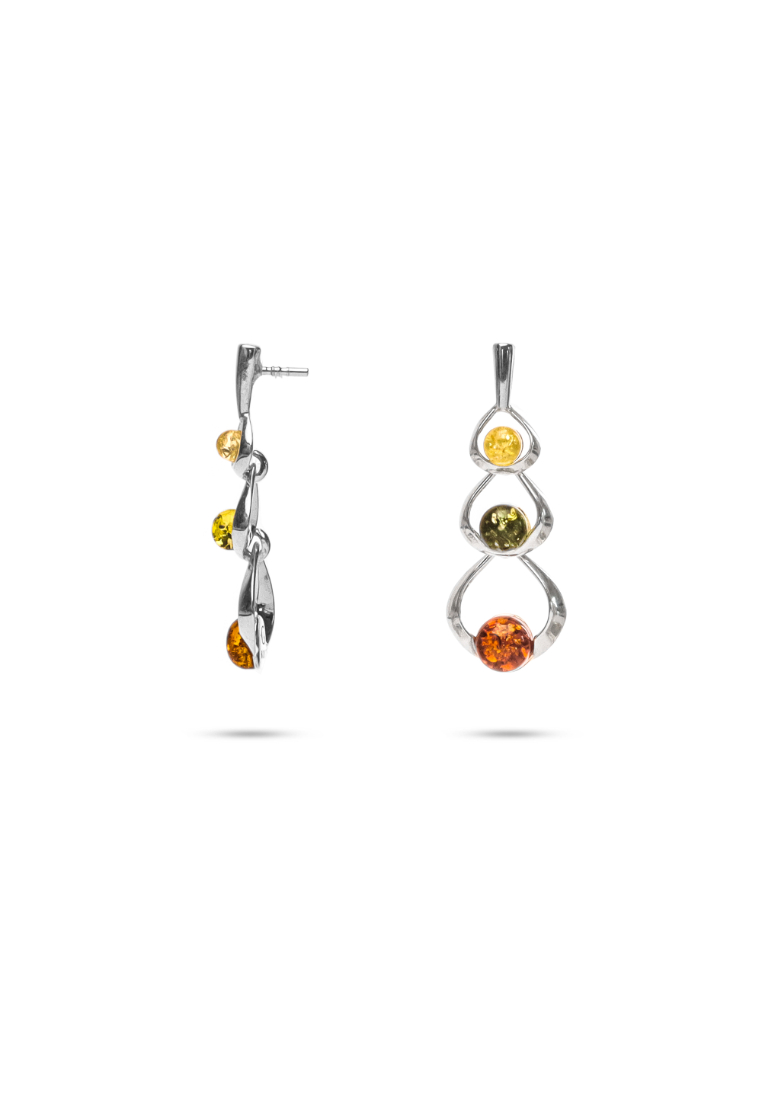 Millenne MILLENNE Multifaceted Baltic Amber Fairy God Mother Silver Earrings with 925 Sterling Silver