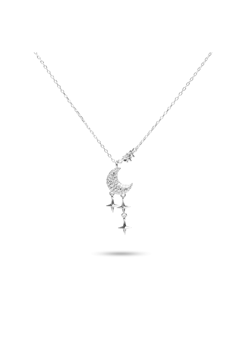 Millenne MILLENNE Match The Stars Gliterring Night Studded Cubic Zirconia White Gold Necklace with 925 Sterling Silver