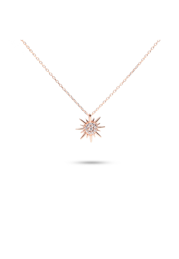 Millenne MILLENNE Match The Stars Sun Is A Star Studded Cubic Zirconia Rose Gold Necklace with 925 Sterling Silver