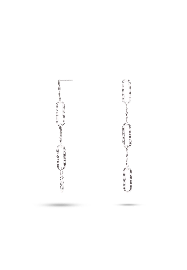 Millenne MILLENNE Millennia 2000 Hammered Paper Clip Chain Silver Drop Earrings with 925 Sterling Silver