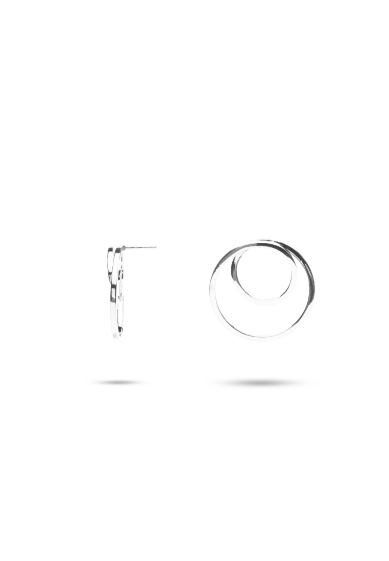 Millenne MILLENNE Minimal Double Circles Silver Stud Earrings with 925 Sterling Silver