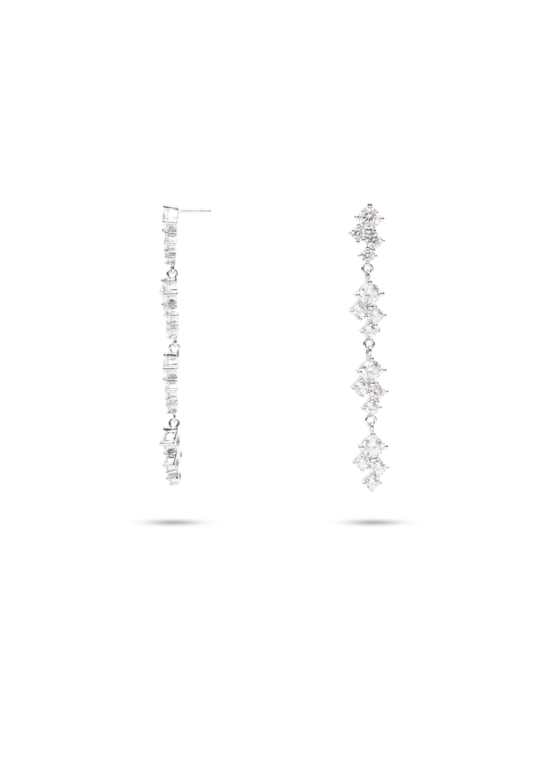 Millenne MILLENNE Made For The Night Diamond Triads Cubic Zirconia Rhodium Drop Earrings with 925 Sterling Silver