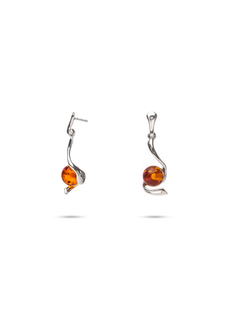 Millenne MILLENNE Multifaceted Baltic Amber Goblet Silver Drop Earrings with 925 Sterling Silver