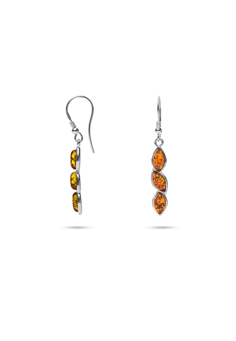 Millenne MILLENNE Multifaceted Baltic Amber Nested Drop Silver Dangle Earrings with 925 Sterling Silver