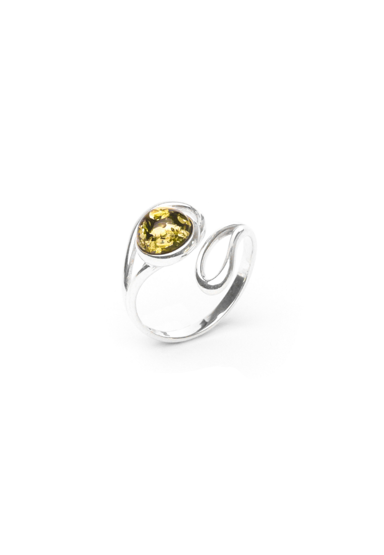 Millenne MILLENNE Multifaceted Baltic Amber Bezel Set Wrap Silver Ring with 925 Sterling Silver