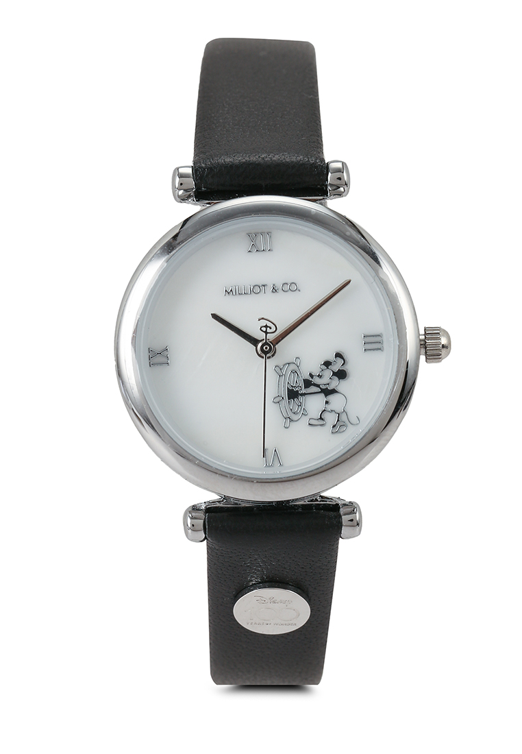 Milliot & Co. Disney 100 Steamboat Willie Leather Strap Watch