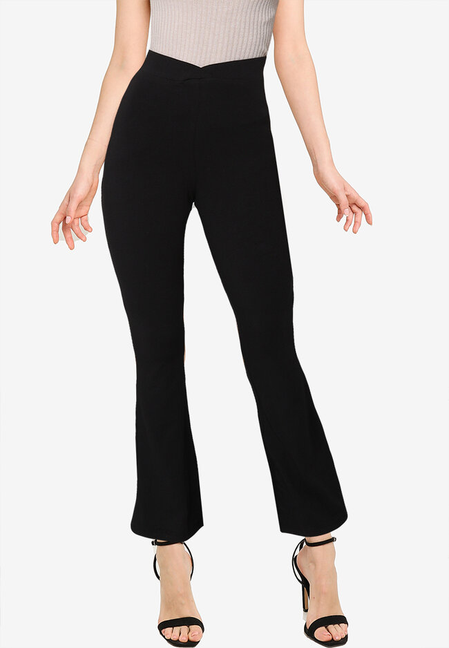 MISSGUIDED Cross Waistband Jersey Flare Trousers