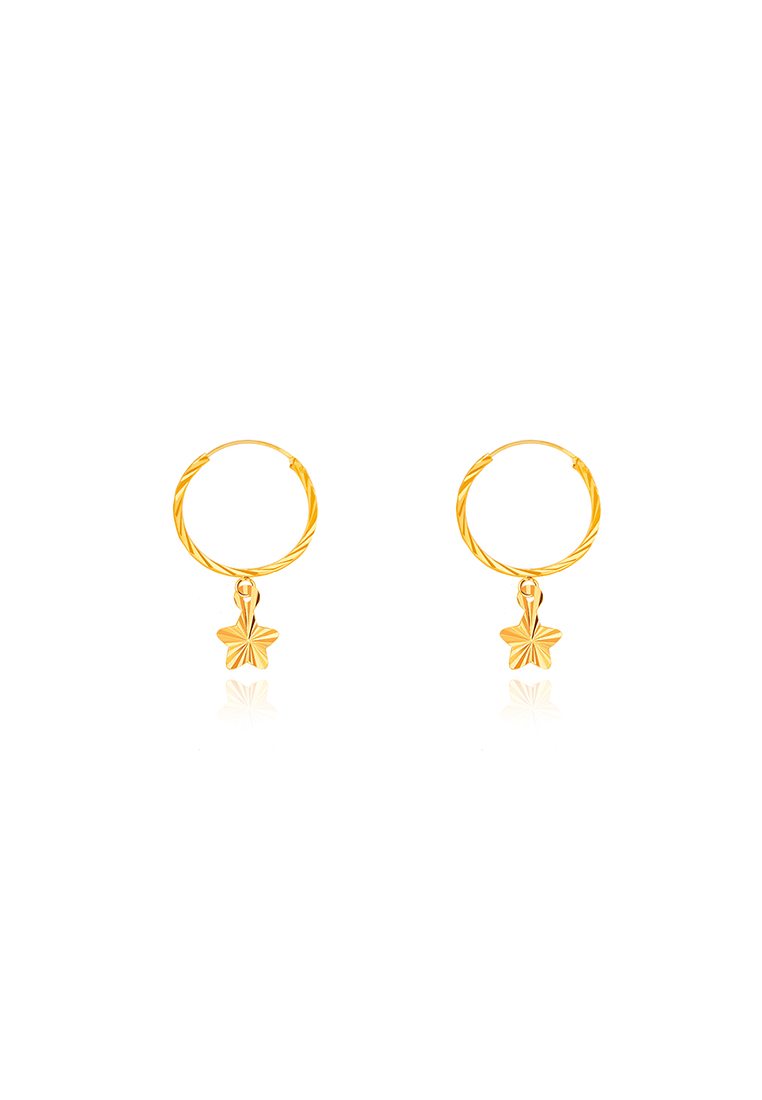 MJ Jewellery 916/22K金 圓形串星星耳環 S71 (M Size)