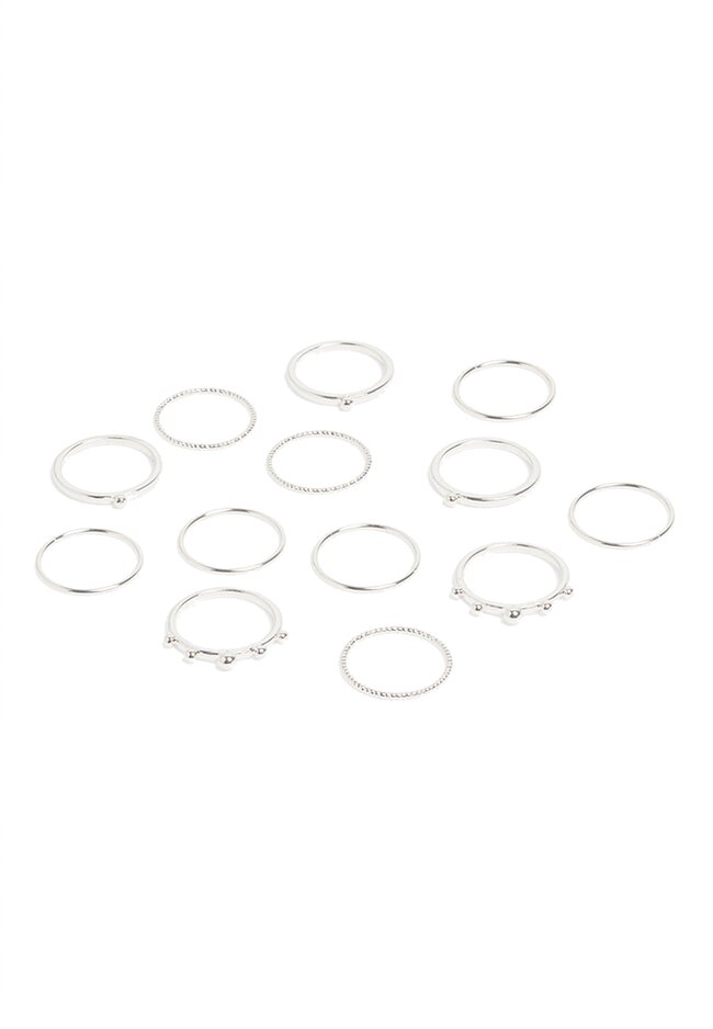 Monki 13-Pack Silver-Coloured Rings