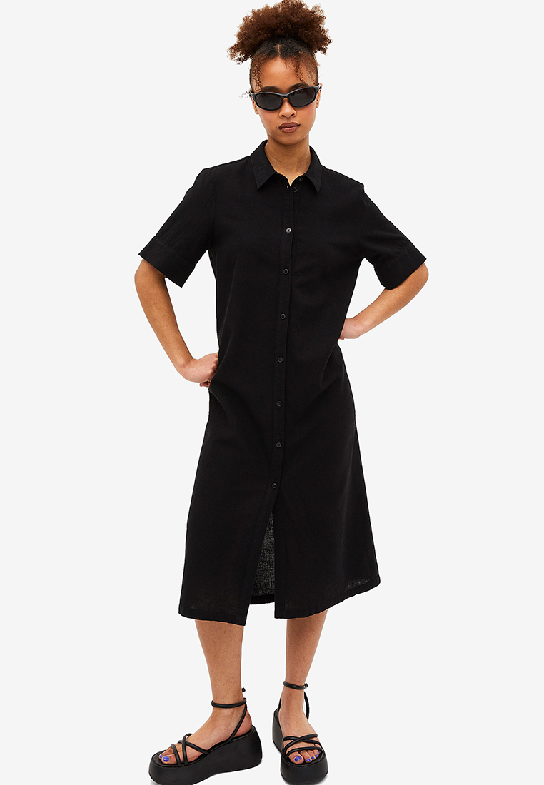 Monki Linen Midi Shirt Dress