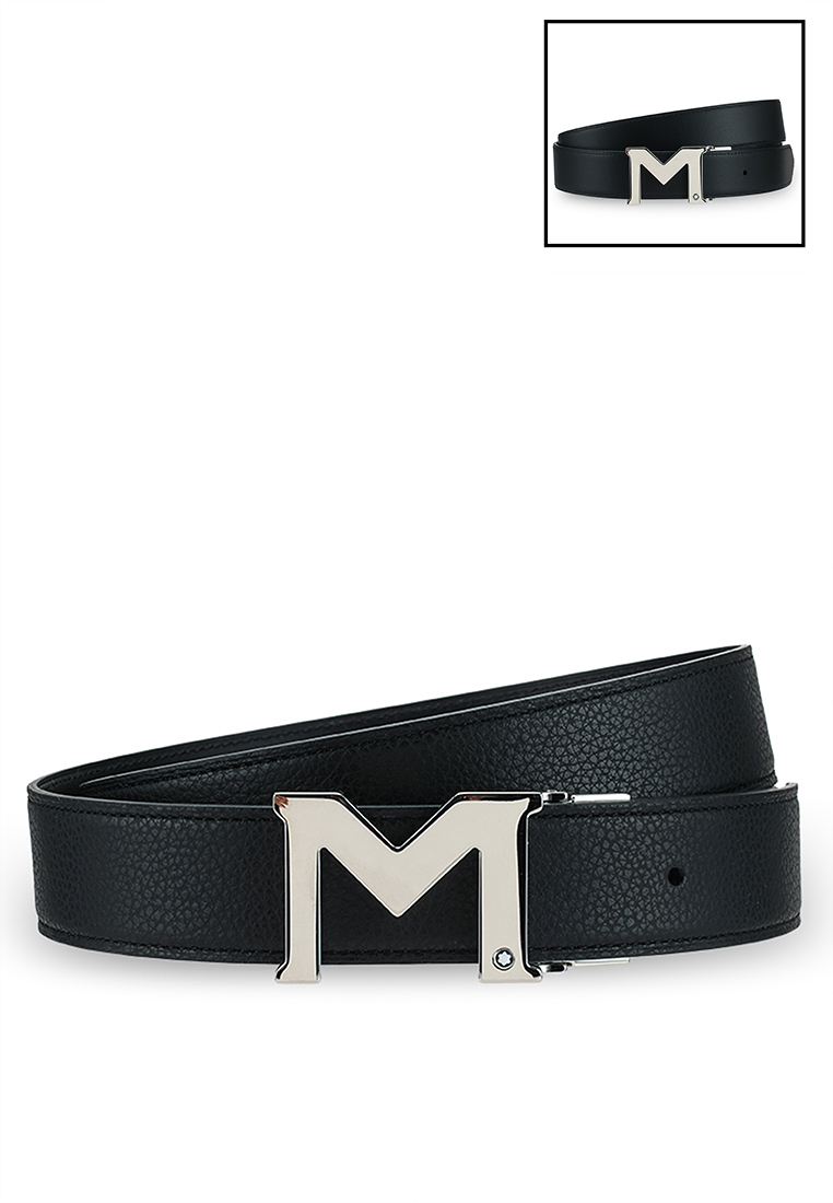 Montblanc M形扣環雙麵皮革腰帶 35mm (bb)