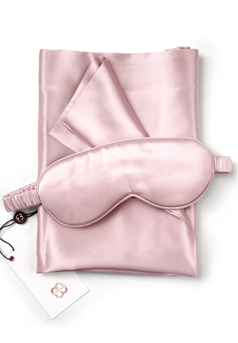 Moody Mood 22姆米美肌真絲眼罩及枕袋套裝・粉紅色