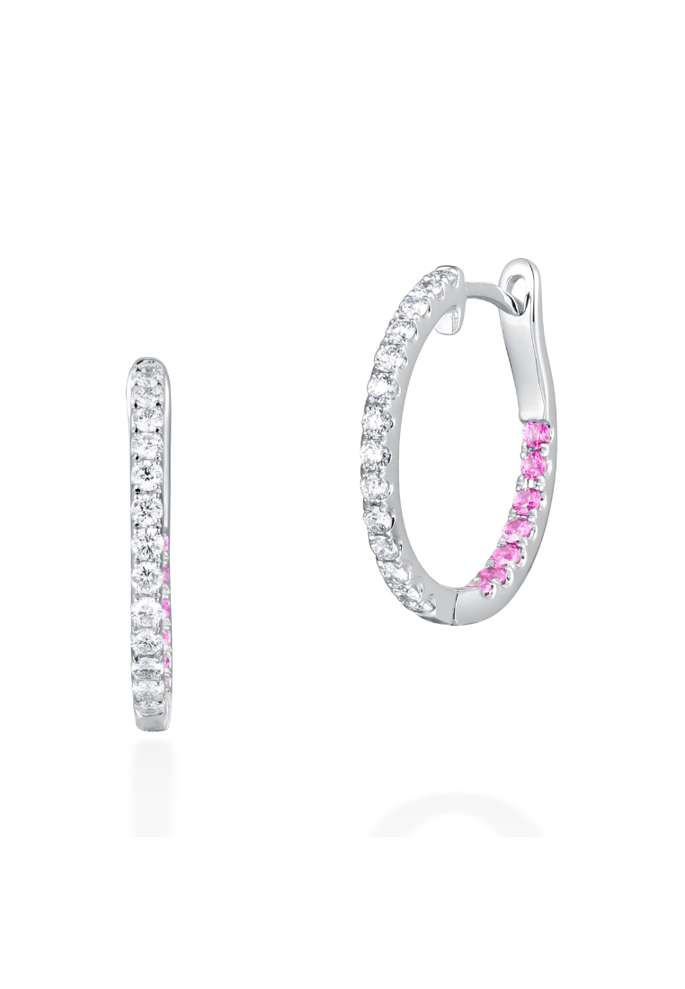 mori Inside out diamond pink sapphire hoops