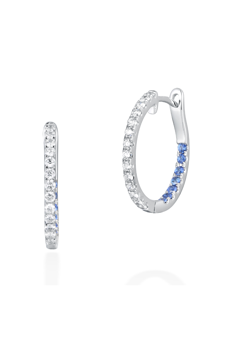 mori Inside out diamond blue sapphire hoops