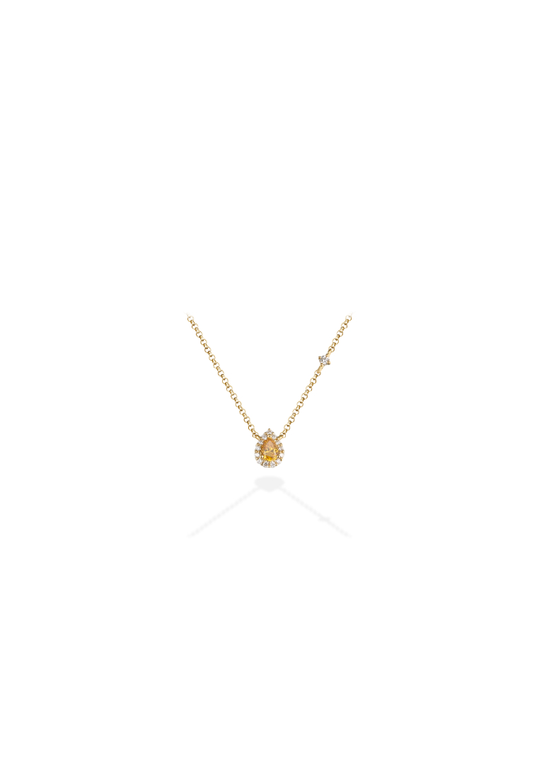 mori Nashi halo pear-shaped yellow diamond necklace