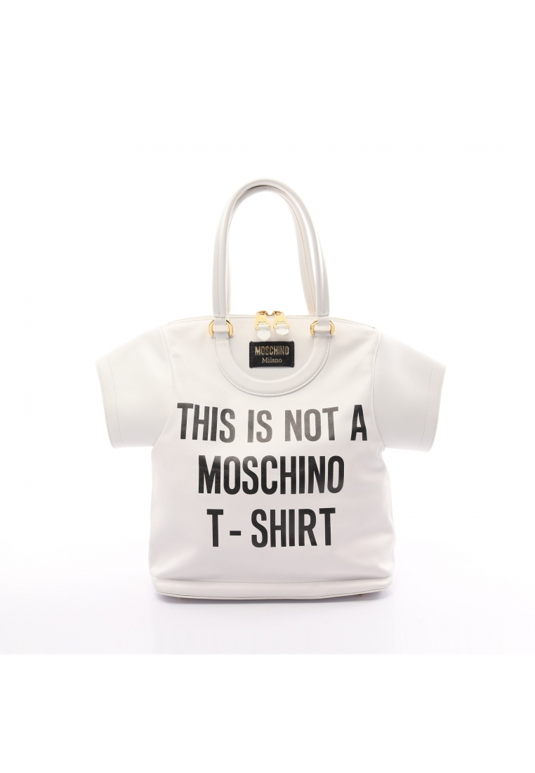 二奢 Pre-loved MOSCHINO T-SHIRT Handbag tote bag T-shirt type leather white