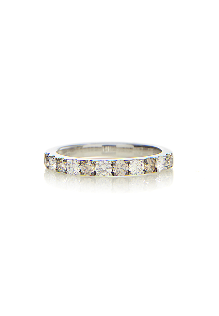 Mulia Jewellery 18K 白金 2.5 毫米彩褐色鑽石永恆戒指（0.66 克拉）