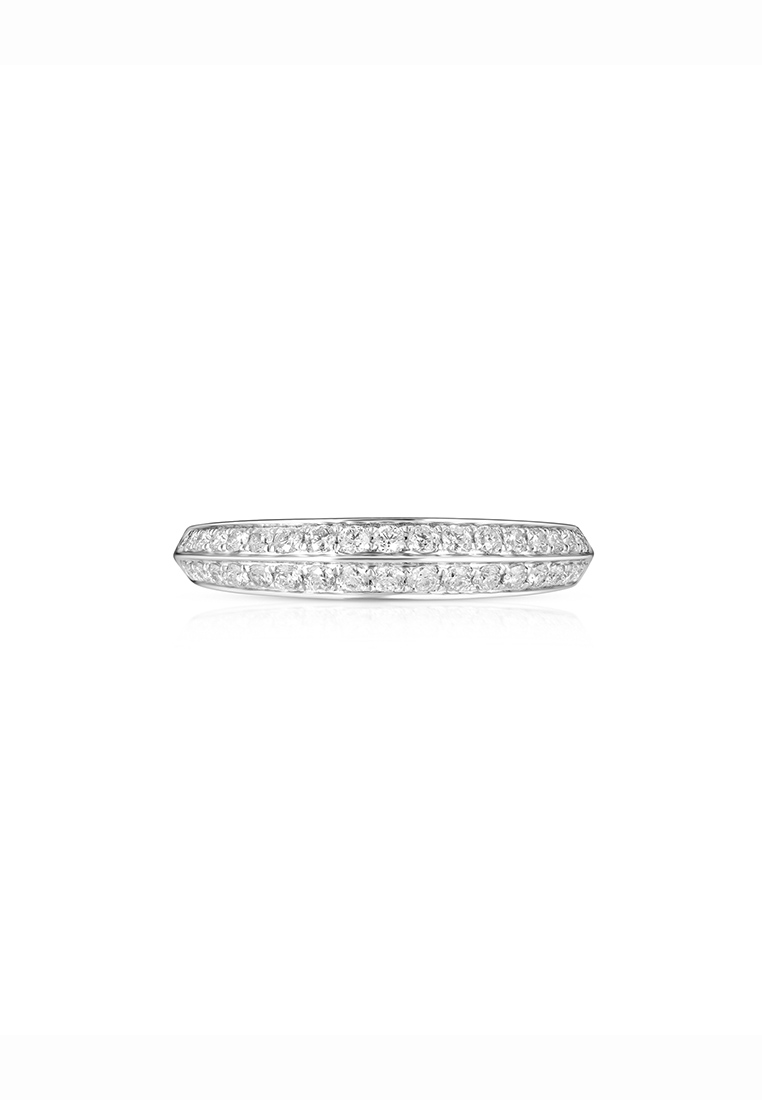 Mulia Jewellery 18K 白金 3.5mm 釘鑽石永恆戒指（0.35 克拉總重量）