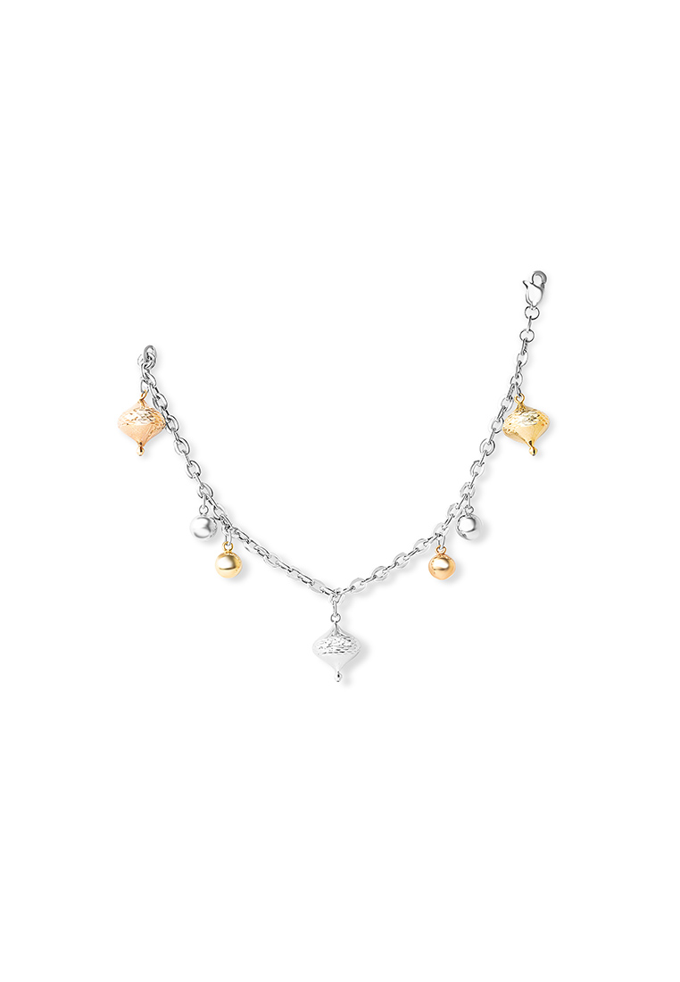 Mulia Jewellery Charms 18K 白金/玫瑰金和黃金手鍊