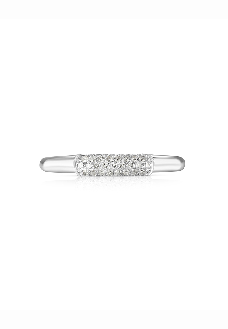 Mulia Jewellery 18K 白金中心裝飾鑽石戒指（0.16 克拉總重量）