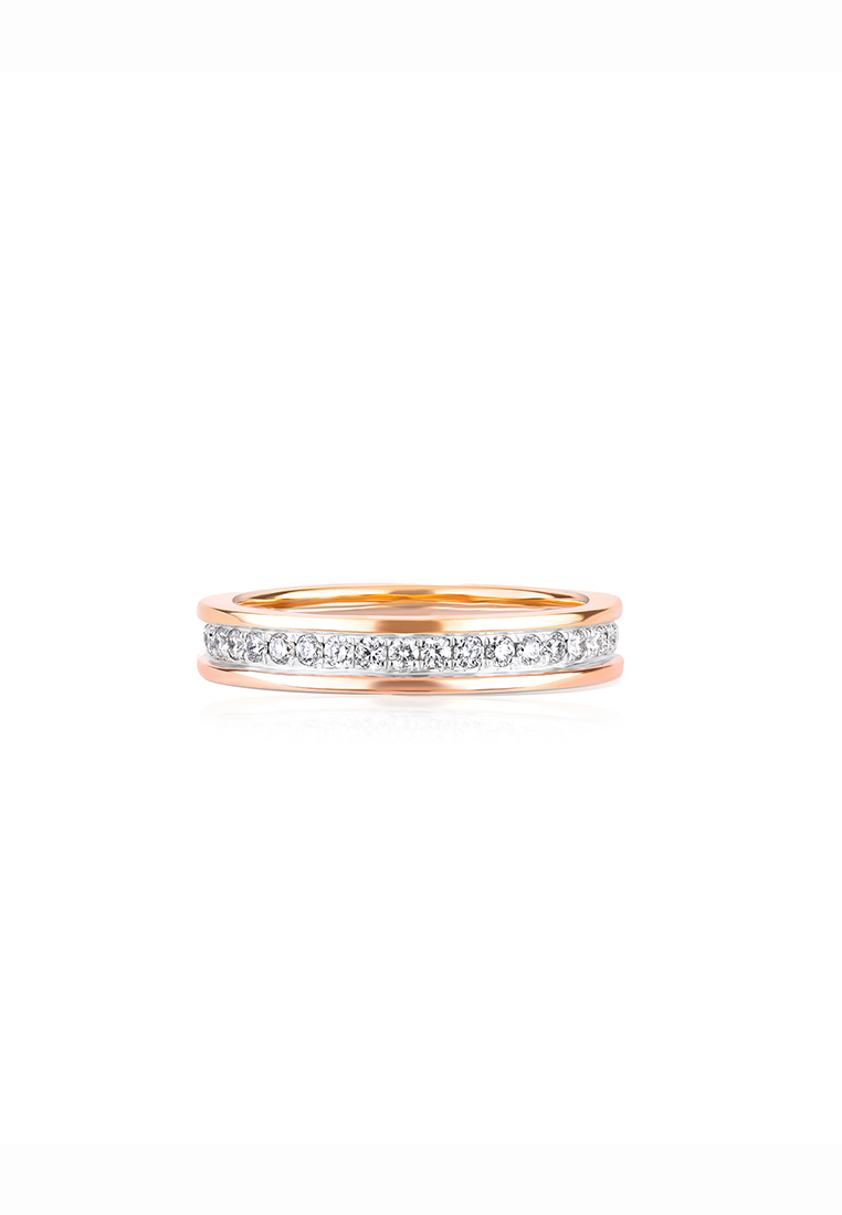 Mulia Jewellery 18K 玫瑰金和白金 3.5 毫米鑽石永恆戒指（0.40 克拉總重量）