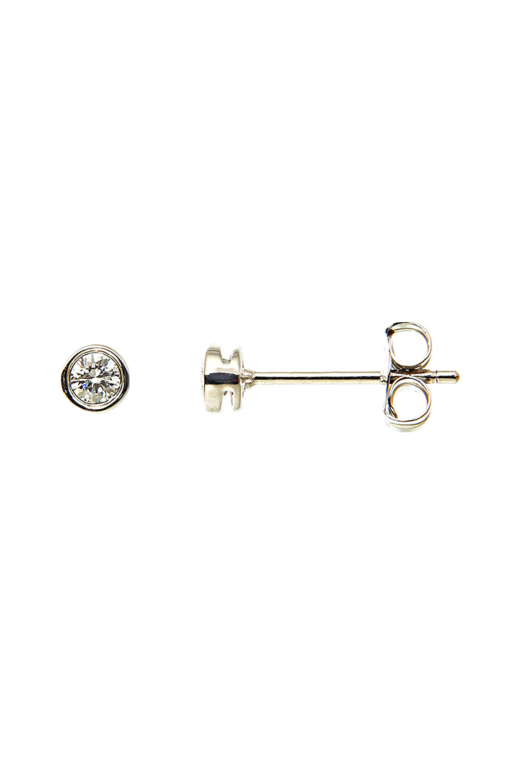 Mulia Jewellery 18K白金圓形鑽石耳釘（0.15 克拉）