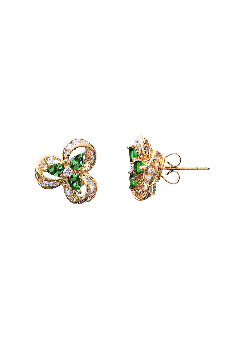 Mulia Jewellery 18K金優質式祖母綠/鑽石耳環（1.10 克拉）