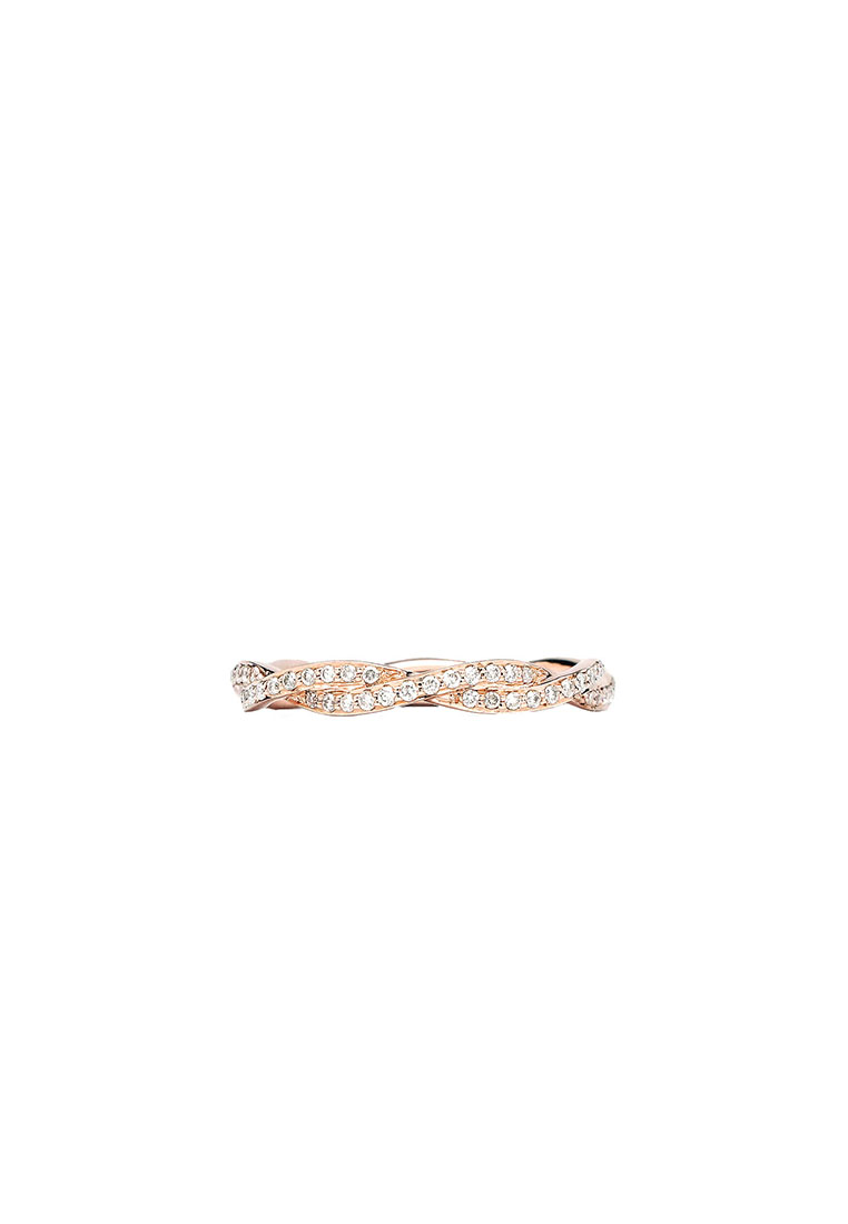 Mulia Jewellery 18K 玫瑰金 3.0 毫米扭紋鑽石永恆戒指（0.46 克拉）
