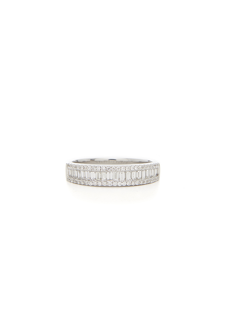 Mulia Jewellery 18K 白金 4.2 毫米長方形鑽石結婚戒指（0.59 克拉）