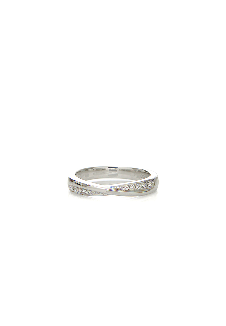 Mulia Jewellery 18K白金 3.0 毫米無限鑽石結婚戒指（0.08 克拉）