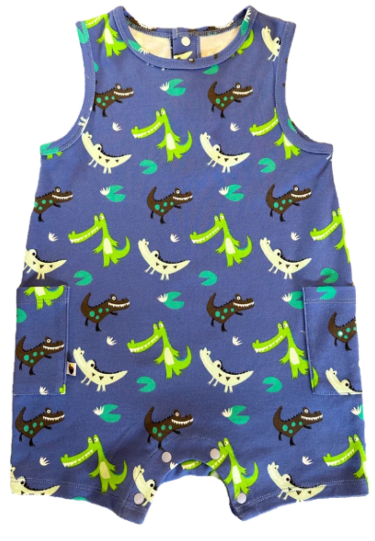 My Little Korner Vauva SS23 Safari - 男嬰鱷魚印花棉質袖連身衣