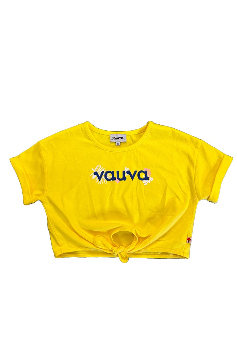 My Little Korner Vauva SS23 Safari - 女童 Vauva 標誌印花棉質短袖上衣（黃色）