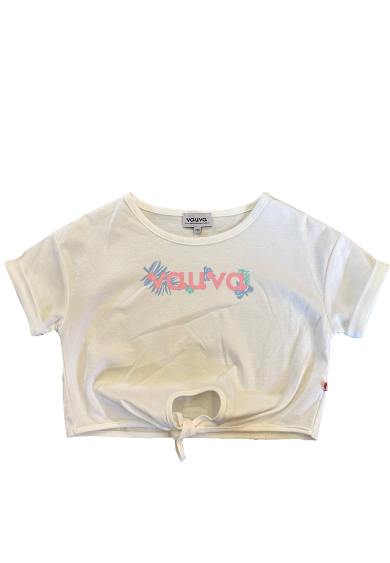 My Little Korner Vauva SS23 Safari - 女童 Vauva 標誌印花棉質短袖上衣（白色）