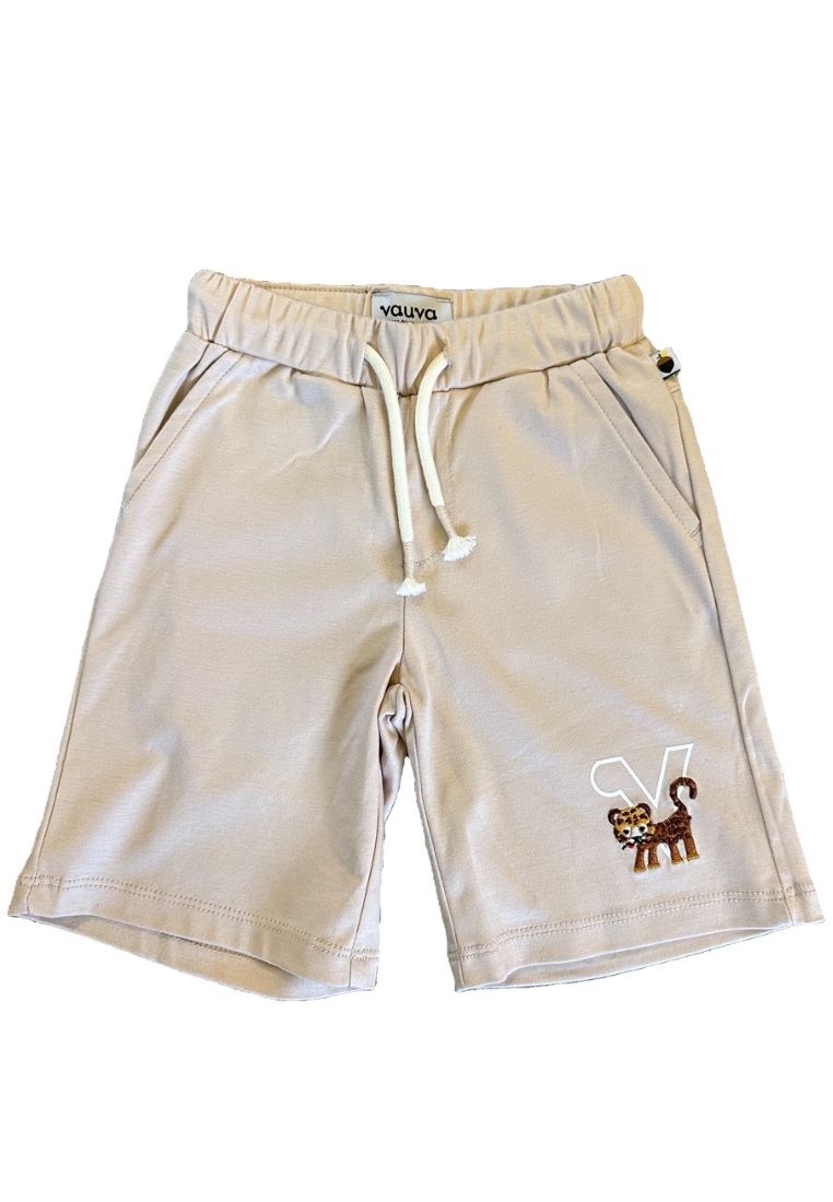 My Little Korner Vauva SS23 Safari - 男童老虎刺繡棉質短褲（卡其色）