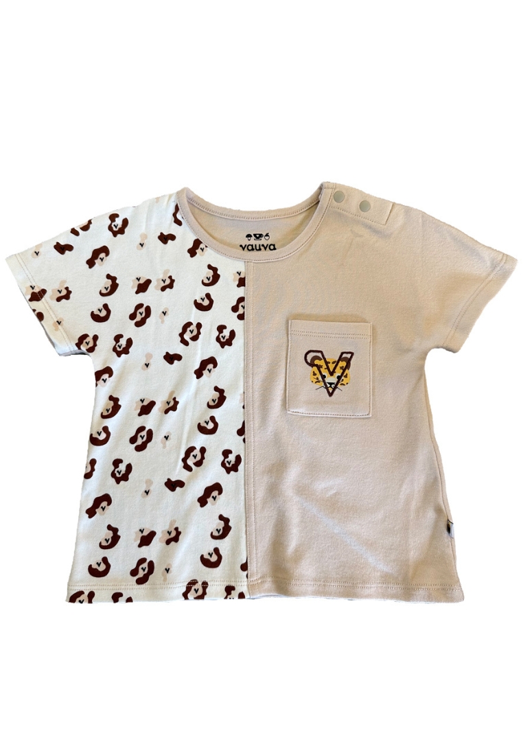 My Little Korner Vauva SS23 Safari - 男嬰豹紋印花拼布棉質短袖T恤