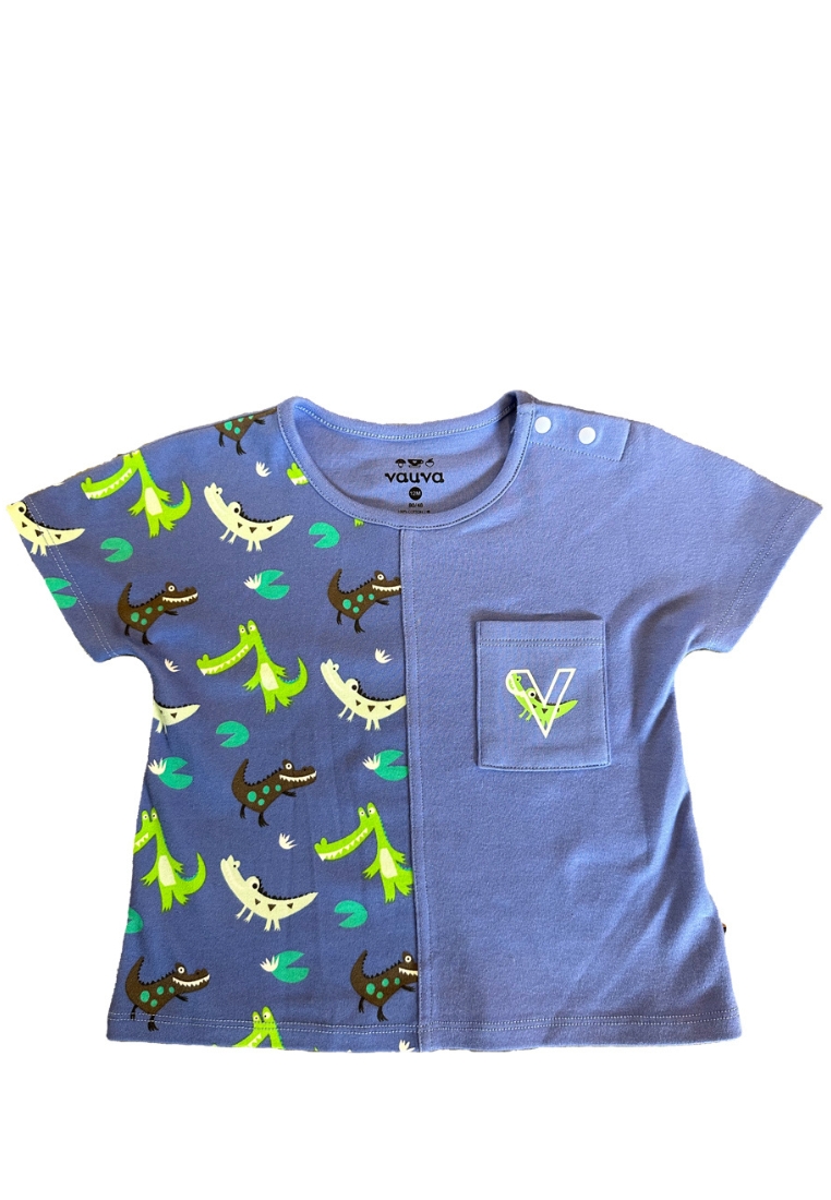 My Little Korner Vauva SS23 Safari - 男嬰鱷魚印花拼布棉質短袖T恤
