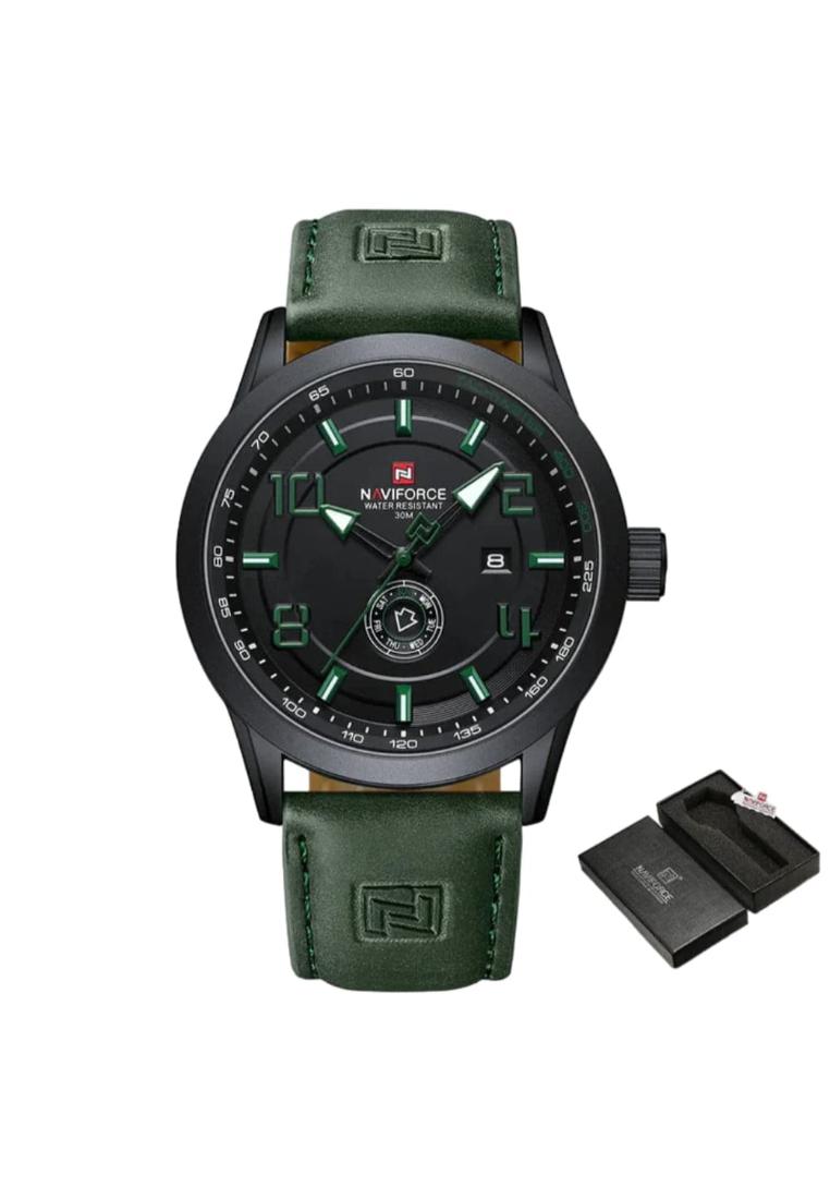 NAVIFORCE Naviforce 黑色錶盤綠色 PU 錶帶男士手錶 NF9229 B/GN/GN