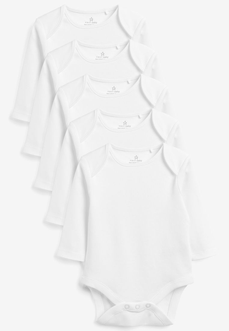 NEXT 白色基本款嬰兒長袖連身衣 5 件組
